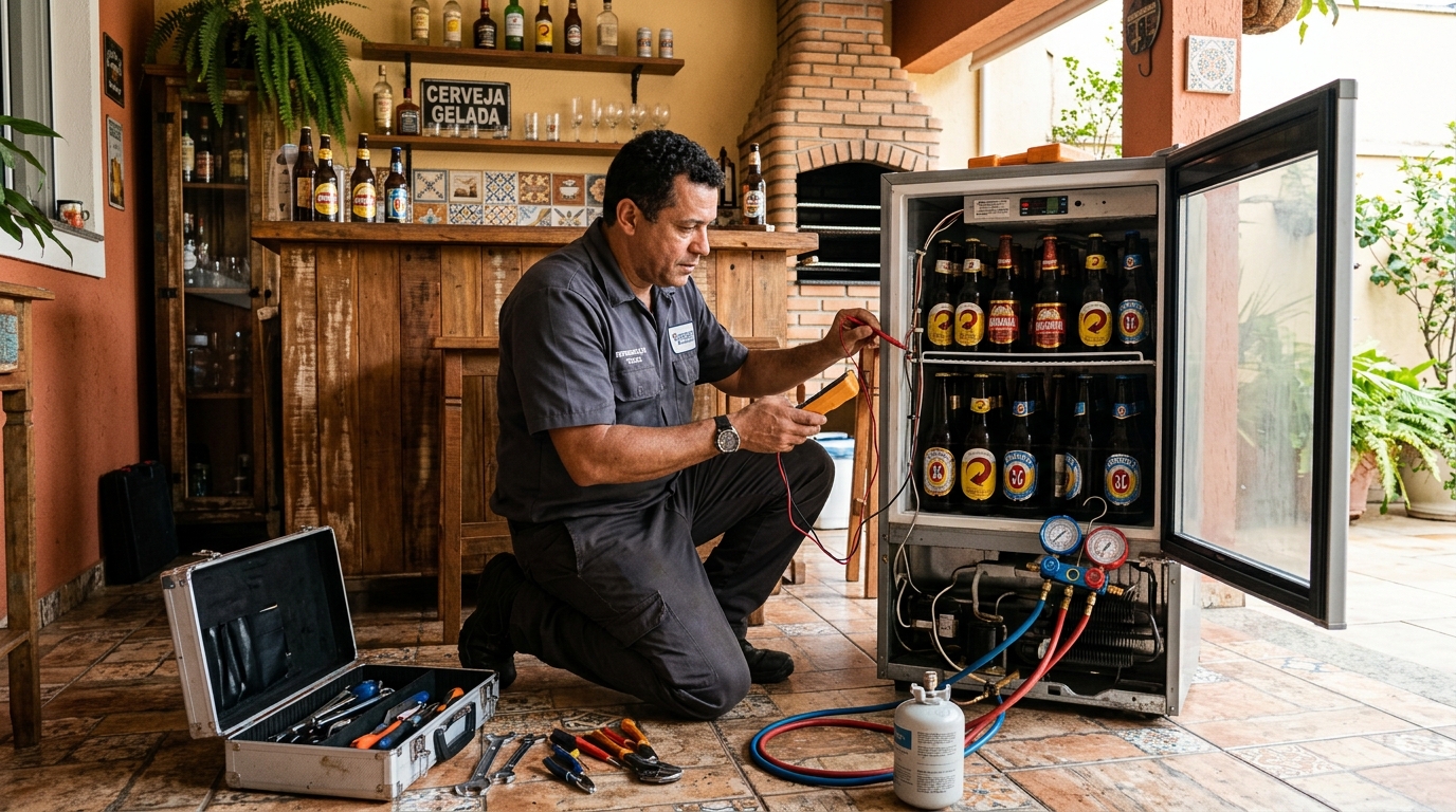 Aplicação de gás refrigerante em cervejeira atendida no Parque Eldorado, Campinas‑SP